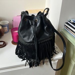 Real leather fringy bag